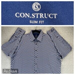 CONSTRUCT Slim Fit Geometric‎ Dress Shirt Men XL Button UP Long Sleeve